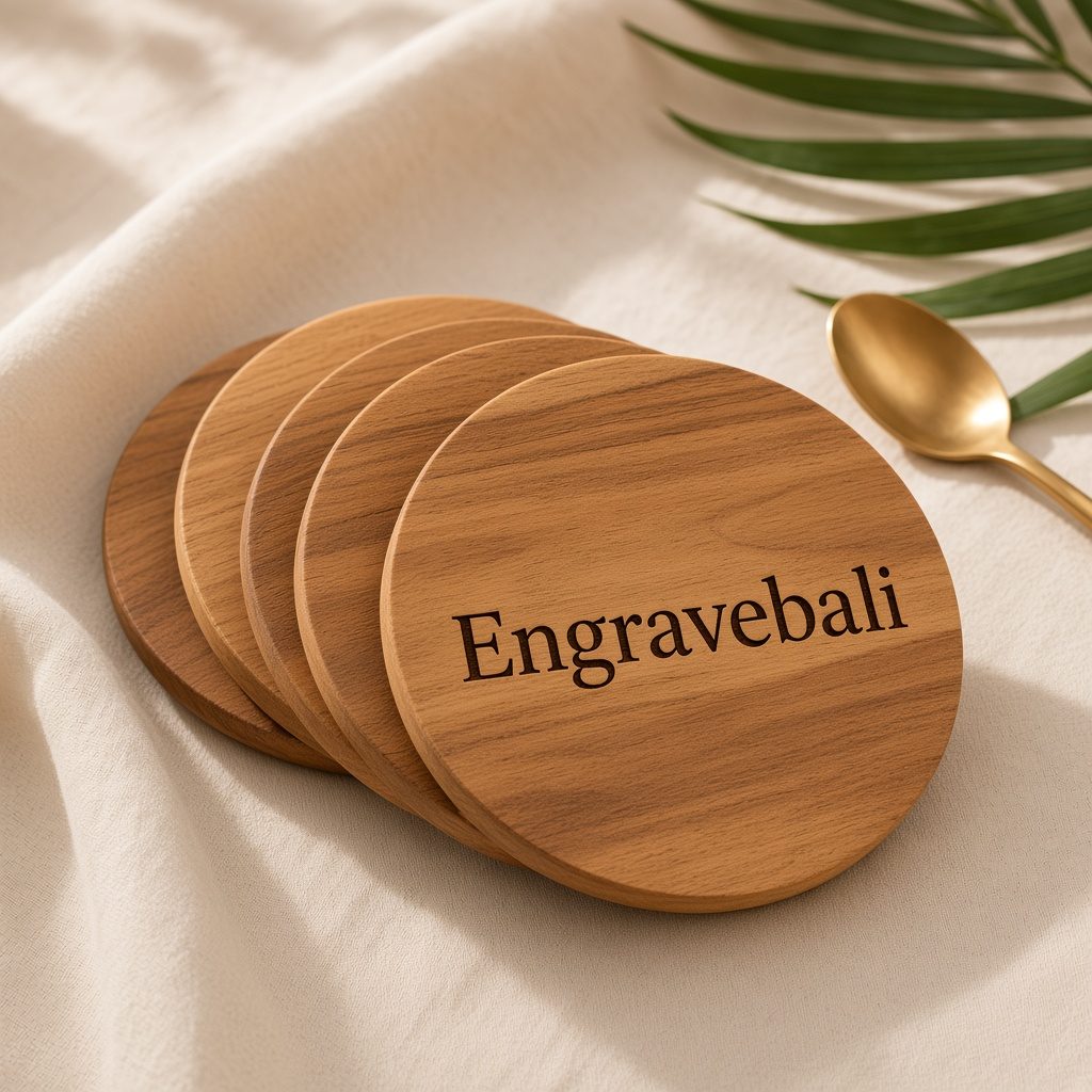 Coaster Set β souvenir kayu custom grafir Engravebali Bali